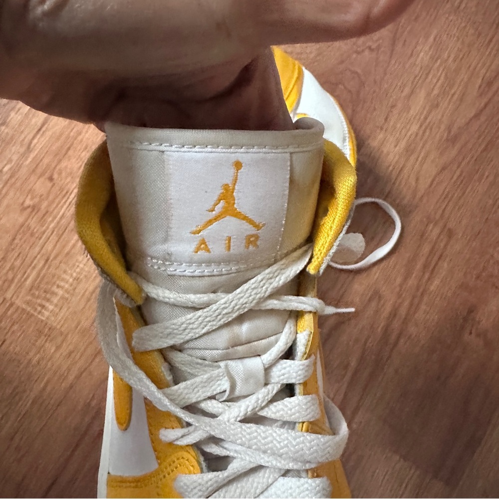 Nike Air Jordan White University Gold High-Top Sneakers - Picture 10 of 14
